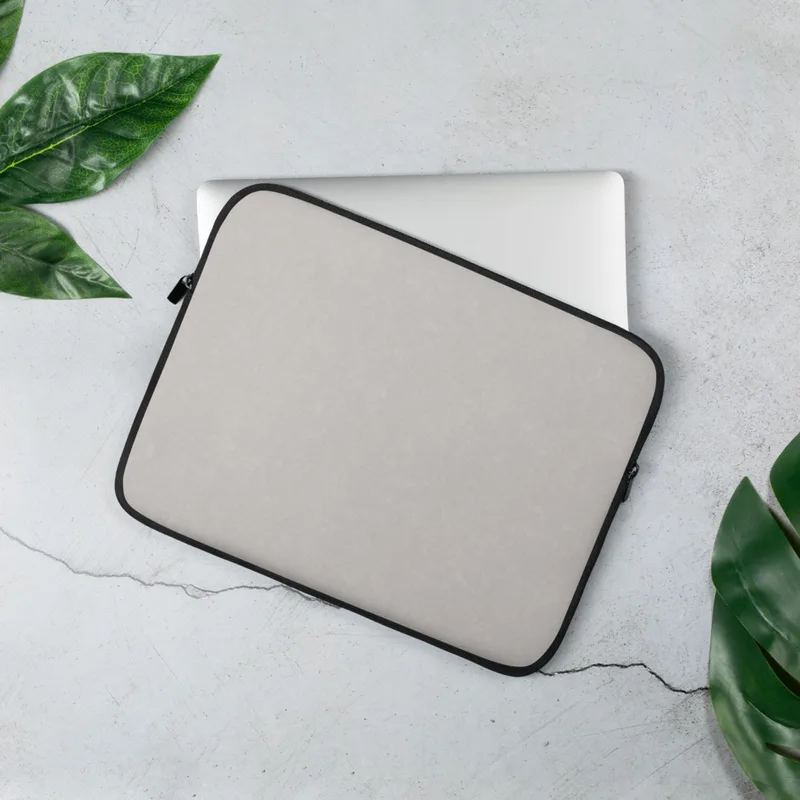 Gray Clean Slate Minimalist Laptop Sleeve — solid soft warm gray surface with a subtle matte texture and no printed imagery