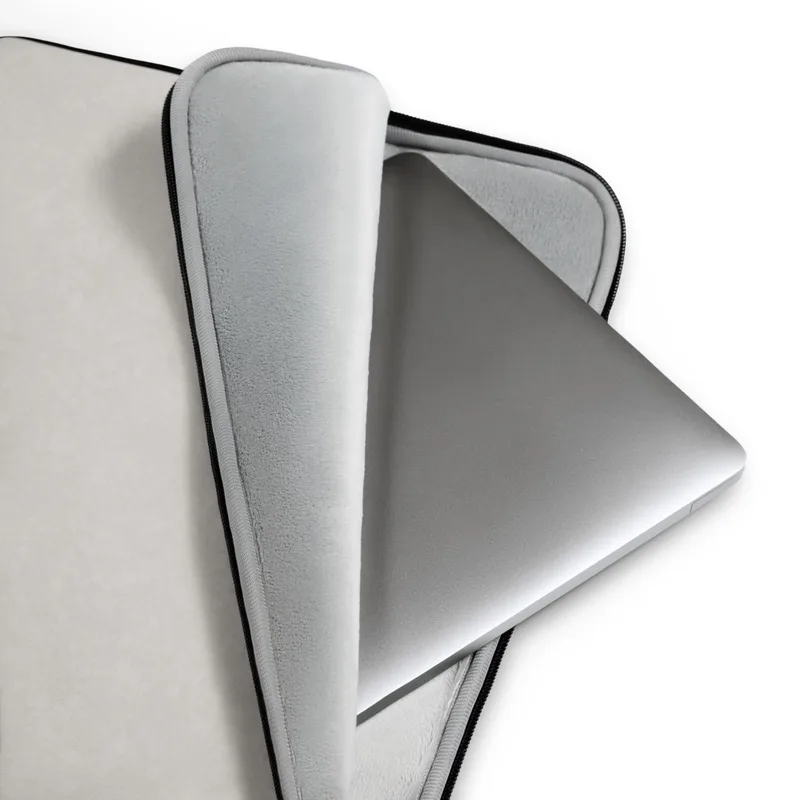 Gray Clean Slate Minimalist Laptop Sleeve — solid soft warm gray surface with a subtle matte texture and no printed imagery