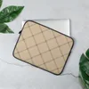 Classic Diamond Grid Laptop Sleeve — diagonal double-line diamond lattice with small square accents at intersections