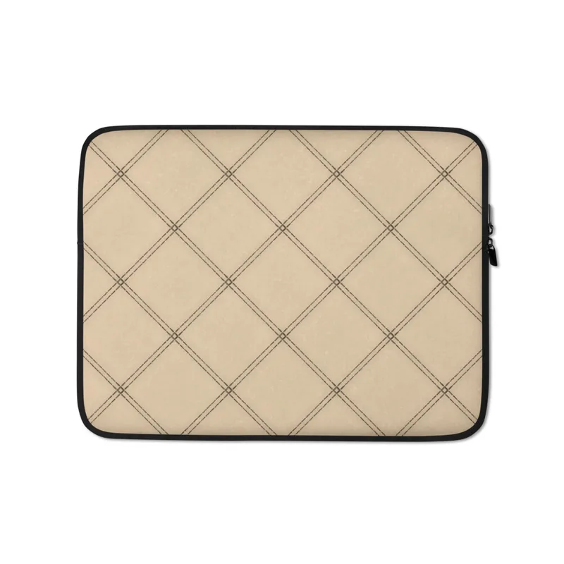 Classic Diamond Grid Laptop Sleeve — diagonal double-line diamond lattice with small square accents at intersections