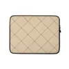 Classic Diagonal Tile Lattice Laptop Sleeve — warm beige diagonal square tile grid with dark thin grout lines and small