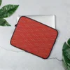 Lattice Crimson Diamond Grid Laptop Sleeve — repeating diamond lattice of fine cream lines over a deep red textured