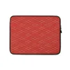Lattice Crimson Diamond Grid Laptop Sleeve — repeating diamond lattice of fine cream lines over a deep red textured