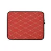 Crimson Diamond Stitch Laptop Sleeve — repeating diamond argyle lattice with double white stitch lines and small dot accents