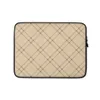 Classic Plaid Lattice Laptop Sleeve — diagonal lattice plaid pattern with fine dark lines crossing over warm sand and cream