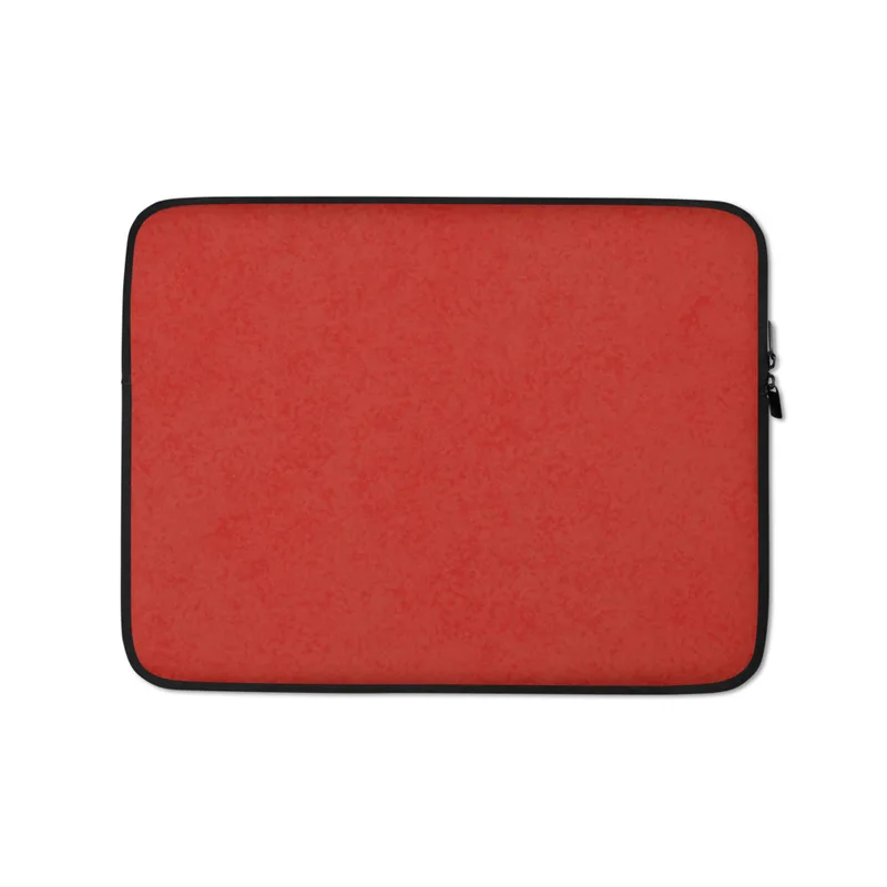 Scarlet Texture Laptop Sleeve — deep scarlet red surface with subtle mottled texture creating tonal variation across