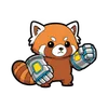 Cyber Panda Power Tee design — cartoon red panda wearing glowing robotic boxing gauntlets on white background