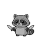 Ninja Raccoon Adventure Tee design — cartoon raccoon bandit wielding two swords in grayscale illustrative style