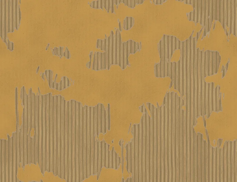 Torn Cardboard World Laptop Sleeve design — world map illustration mimicking peeling kraft paper revealing corrugated