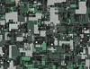 Forest Green Circuit City Chaos Laptop Sleeve design — aerial view of a densely packed geometric megacity in forest green