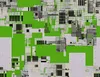 Circuit City Grid Laptop Sleeve design — aerial view of a futuristic city rendered as dense circuit board grids in lime