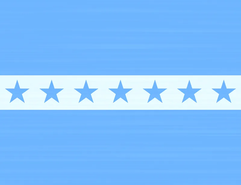 Clear Skies Seven Stars Laptop Sleeve design — seven bold blue five-pointed stars in a horizontal white band on a cornflower