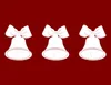 Triple Bell Holiday Laptop Sleeve design — three white Christmas bells with ribbon bows arranged in a row on a deep red