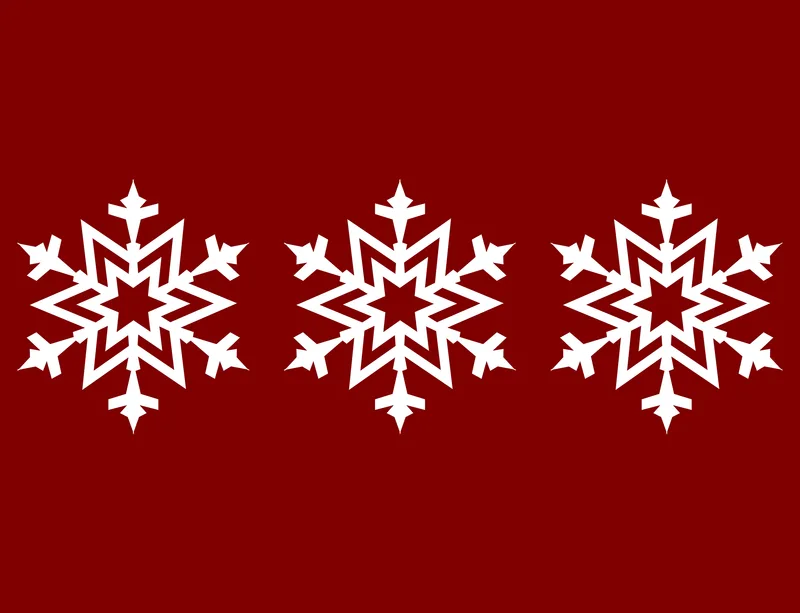 Winter Snowflake Trio Laptop Sleeve design — three identical intricate white geometric snowflakes arranged in a row