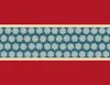 Crimson Band Snowflake Laptop Sleeve design — deep red background with a horizontal teal band bordered in cream, filled