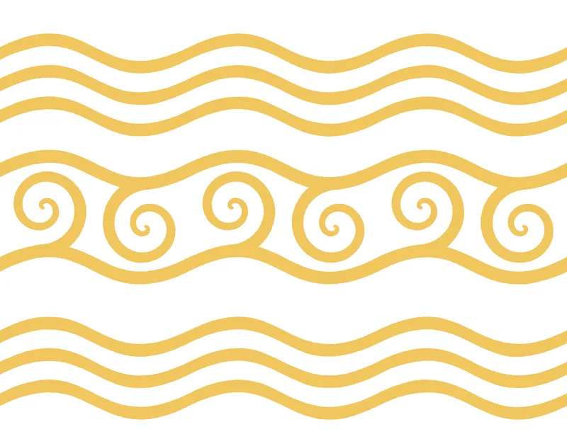 Golden Tides Wave Laptop Sleeve design — repeating golden yellow wave lines on white background with a center band