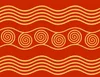 Ancient Waves Gold Spiral Laptop Sleeve design — golden wave bands and concentric spiral motifs arranged in rows on a deep