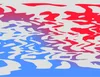 Liquid Wave Abstract Laptop Sleeve design — fluid rippling waves of vivid red and sky blue blending through violet