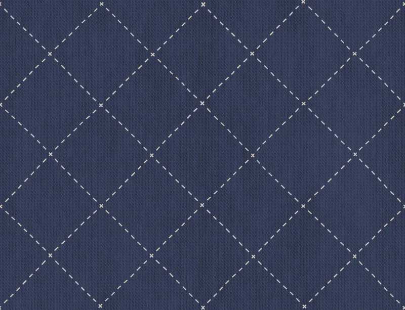 Navy Diamond Quilted Laptop Sleeve design — navy blue textured fabric with white dashed diagonal diamond grid and small