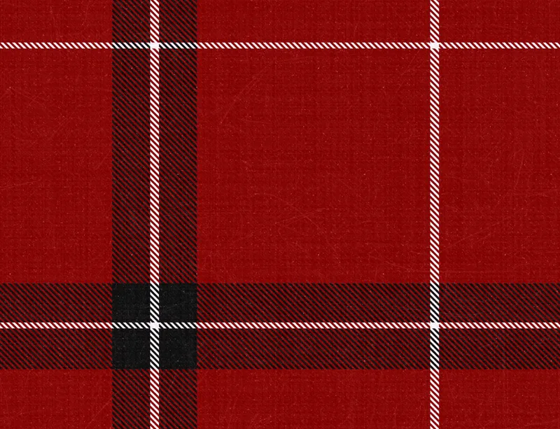 Crimson Highland Plaid Laptop Sleeve design — classic red tartan fabric pattern with bold black bands and thin white