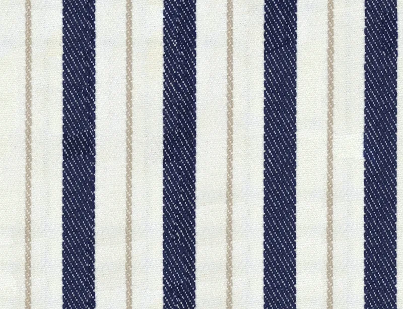 Nautical Ticking Stripe Laptop Sleeve design — vertical navy and cream ticking stripes with thin taupe accent lines