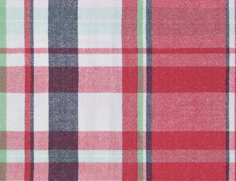 Classic Plaid Laptop Sleeve design — red, navy, forest green, and white woven tartan plaid check pattern with layered