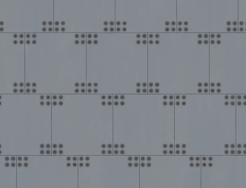 Steel Grid Braille Dot Laptop Sleeve design — repeating grid of raised dot clusters in dark charcoal arranged on a cool