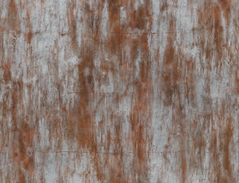 Industrial Rust Weathered Metal Laptop Sleeve design — heavily rusted corroded metal panels with vertical rust streaks