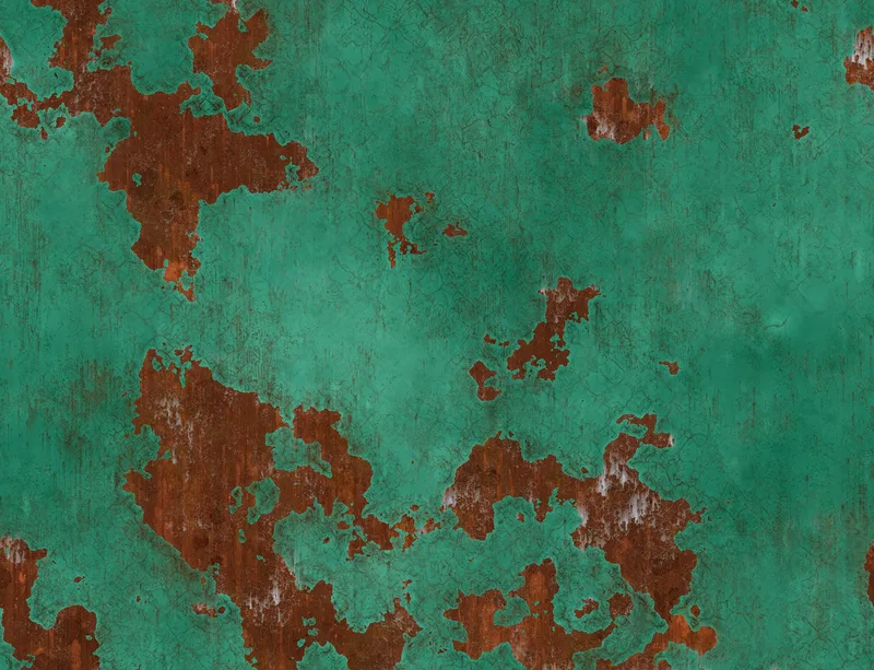 Patina Copper Rust Texture Laptop Sleeve design — aged copper surface with cracked teal-green verdigris patina peeling away