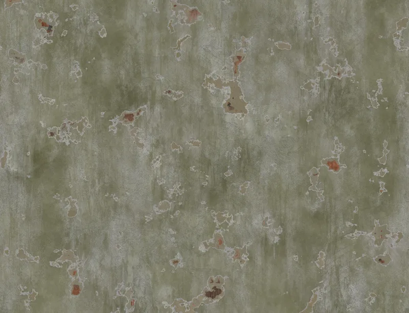Weathered Military Green Metal Laptop Sleeve design — aged military green metal surface with rust blooms, peeling paint