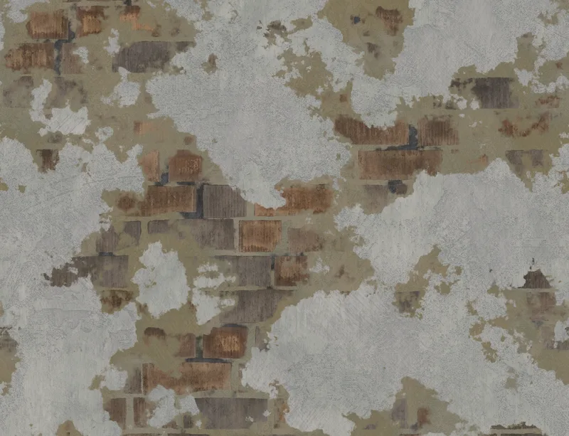 Weathered Brick Plaster Wall Laptop Sleeve design — peeling white and grey plaster wall revealing aged rust-brown bricks