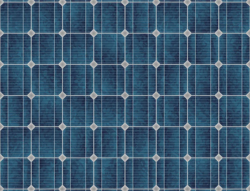 Solar Panel Grid Laptop Sleeve design — seamless array of deep blue monocrystalline solar cells with silver grid lines