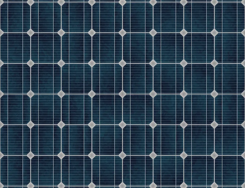 Solar Grid Laptop Sleeve design — close-up repeating grid of deep navy blue solar cells with silver metallic lines