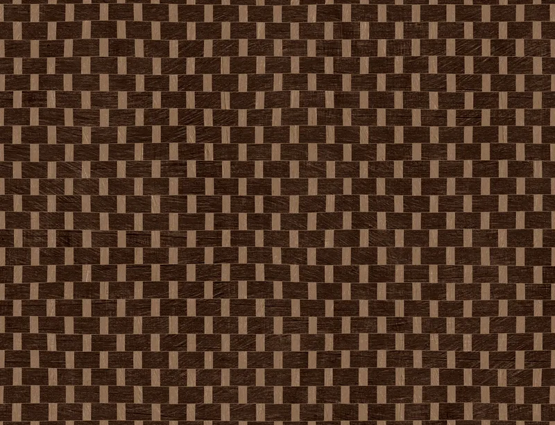 Rattan Woven Basket Weave Laptop Sleeve design — tightly woven basket weave pattern in dark chocolate brown and warm tan