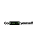 Go rm -rf Yourself Tee design — bold black text reading Go rm -rf Yourself with a terminal command block in green monospace
