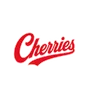 Cherries Script Athletic Tank design — bold red retro baseball-script lettering spelling Cherries with a white outline
