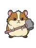 Hammer Time Hamster Tee design — cartoon hamster with a determined scowl wielding a large hammer